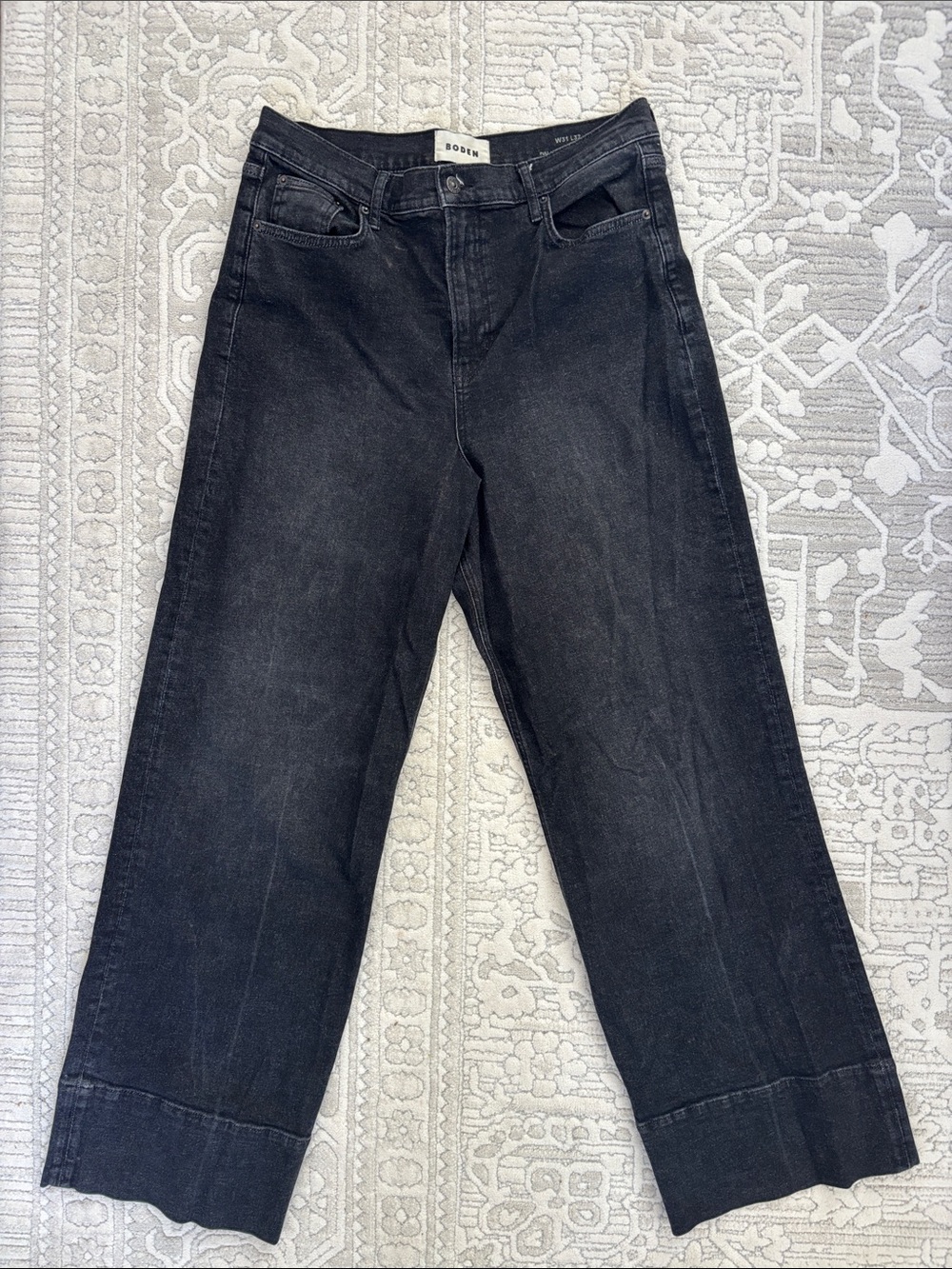 Boden Black Wide-Leg High-Rise Jeans Tall